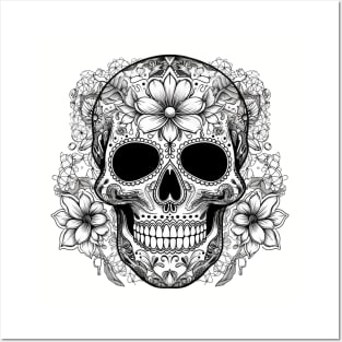 Skull with Flowers Posters and Art